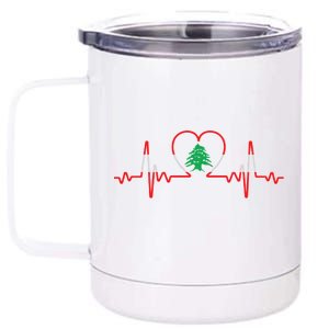 Support Love Lebanon Heartbeat 12 oz Stainless Steel Tumbler Cup