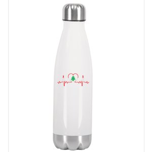 Support Love Lebanon Heartbeat Stainless Steel Insulated Water Bottle