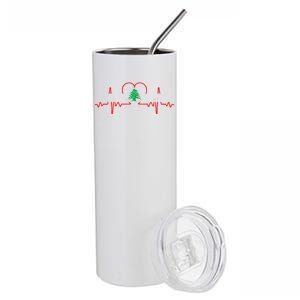 Support Love Lebanon Heartbeat Stainless Steel Tumbler