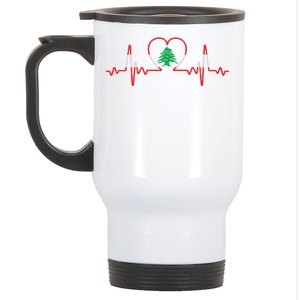 Support Love Lebanon Heartbeat Stainless Steel Travel Mug