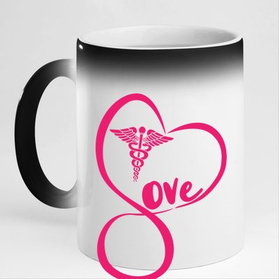 Support Love Nurses 11oz Black Color Changing Mug