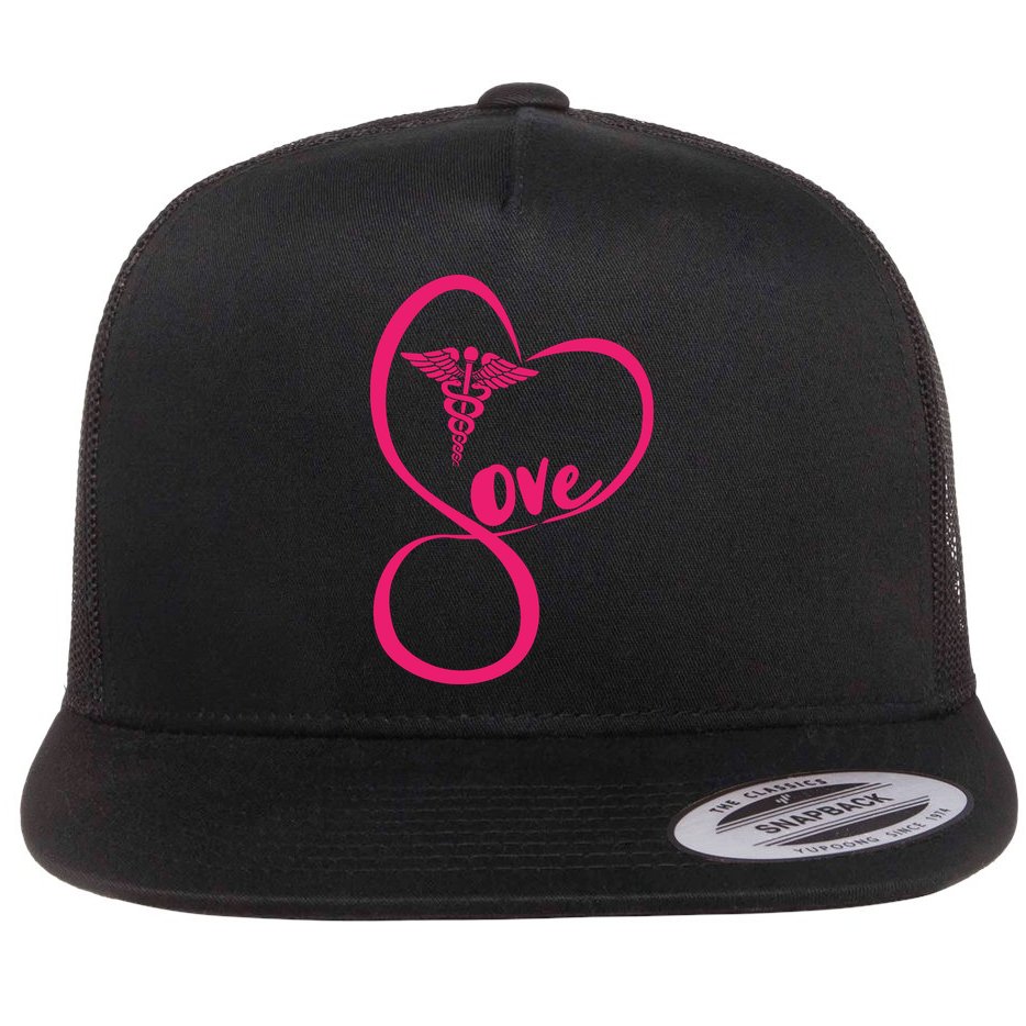 Support Love Nurses Flat Bill Trucker Hat