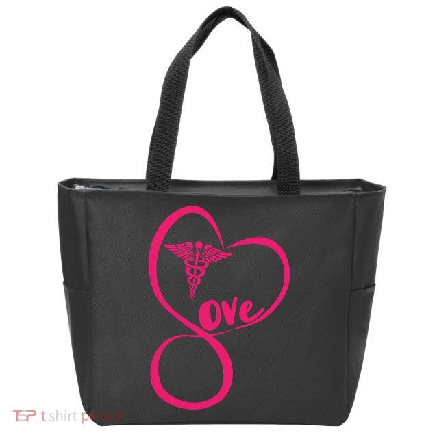 Support Love Nurses Zip Tote Bag