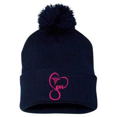 Support Love Nurses Pom Pom 12in Knit Beanie