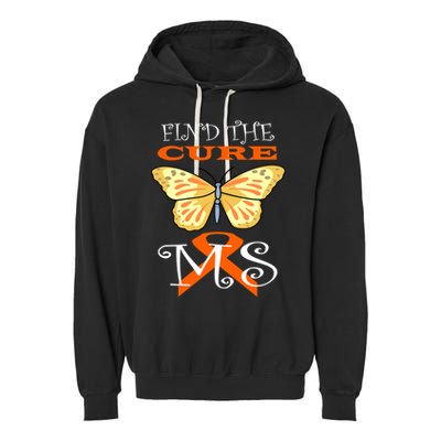 Support MS Help Find The Cure Ribbon Multiple Sclerosis Garment-Dyed Fleece Hoodie