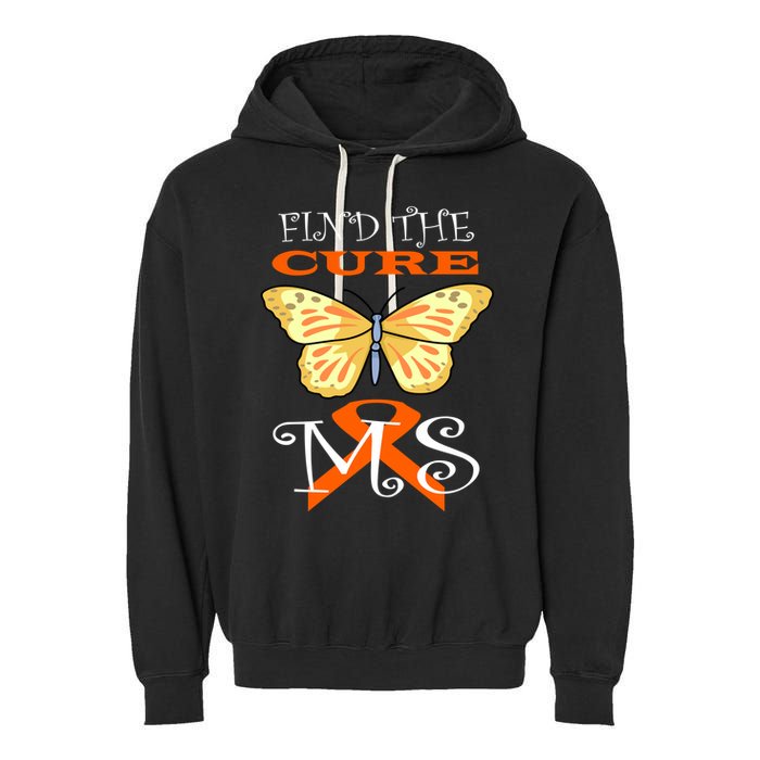 Support MS Help Find The Cure Ribbon Multiple Sclerosis Garment-Dyed Fleece Hoodie