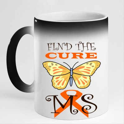 Support MS Help Find The Cure Ribbon Multiple Sclerosis 11oz Black Color Changing Mug