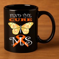 Support MS Help Find The Cure Ribbon Multiple Sclerosis 11oz C Handle Ceramic Mug