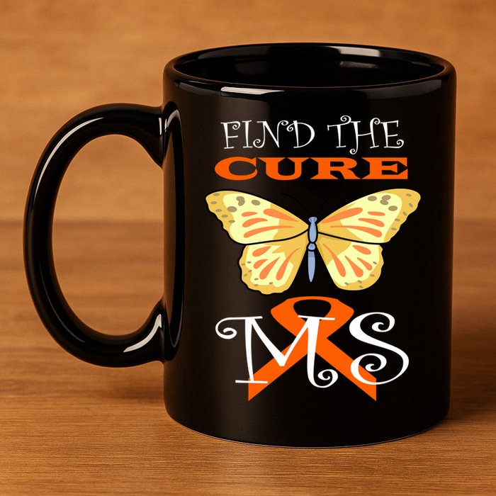Support MS Help Find The Cure Ribbon Multiple Sclerosis 11oz C Handle Ceramic Mug