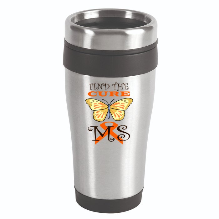 Support MS Help Find The Cure Ribbon Multiple Sclerosis 16oz Travel Tumbler