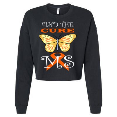 Support MS Help Find The Cure Ribbon Multiple Sclerosis Cropped Pullover Crew