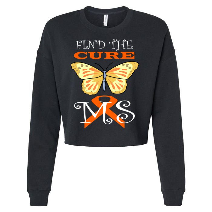 Support MS Help Find The Cure Ribbon Multiple Sclerosis Cropped Pullover Crew