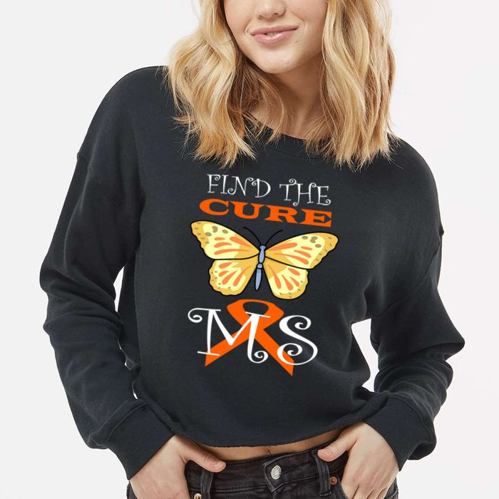 Support MS Help Find The Cure Ribbon Multiple Sclerosis Cropped Pullover Crew