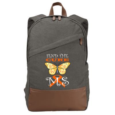 Support MS Help Find The Cure Ribbon Multiple Sclerosis Cotton Canvas Backpack