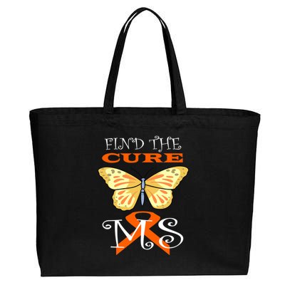 Support MS Help Find The Cure Ribbon Multiple Sclerosis Cotton Canvas Jumbo Tote