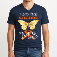 Support MS Help Find The Cure Ribbon Multiple Sclerosis V-Neck T-Shirt