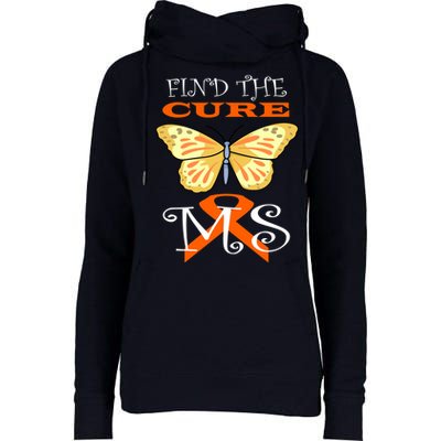 Support MS Help Find The Cure Ribbon Multiple Sclerosis Womens Funnel Neck Pullover Hood