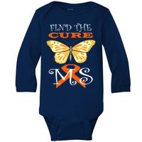 Support MS Help Find The Cure Ribbon Multiple Sclerosis Baby Long Sleeve Bodysuit