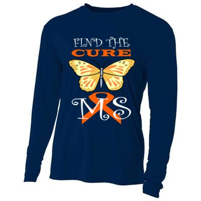 Support MS Help Find The Cure Ribbon Multiple Sclerosis Cooling Performance Long Sleeve Crew