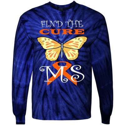 Support MS Help Find The Cure Ribbon Multiple Sclerosis Tie-Dye Long Sleeve Shirt