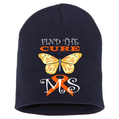 Support MS Help Find The Cure Ribbon Multiple Sclerosis Short Acrylic Beanie