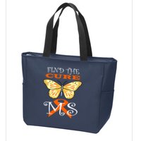 Support MS Help Find The Cure Ribbon Multiple Sclerosis Zip Tote Bag