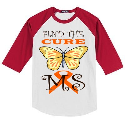 Support MS Help Find The Cure Ribbon Multiple Sclerosis Kids Colorblock Raglan Jersey