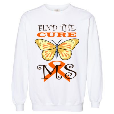 Support MS Help Find The Cure Ribbon Multiple Sclerosis Garment-Dyed Sweatshirt