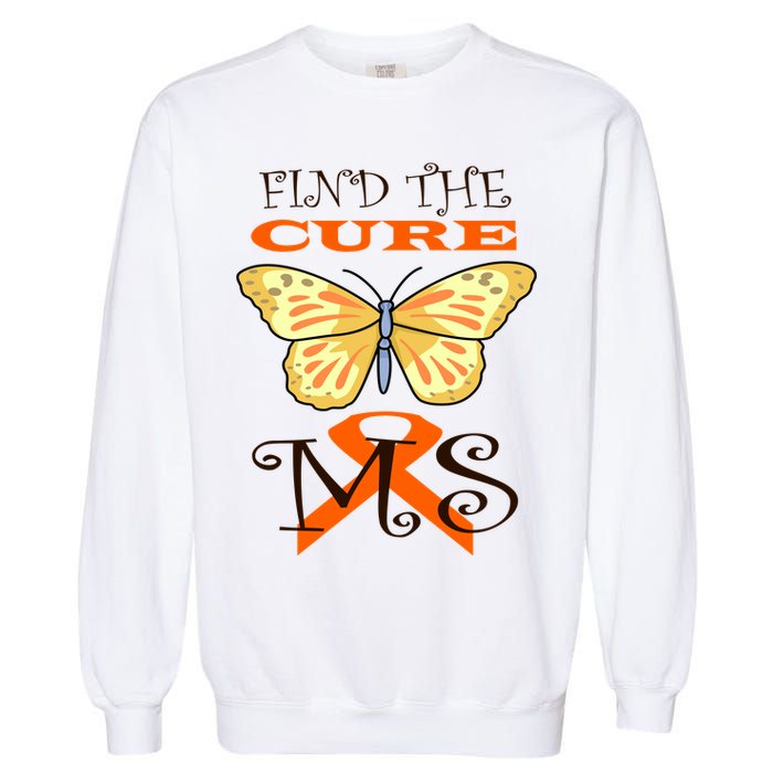 Support MS Help Find The Cure Ribbon Multiple Sclerosis Garment-Dyed Sweatshirt