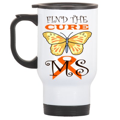 Support MS Help Find The Cure Ribbon Multiple Sclerosis Stainless Steel Travel Mug