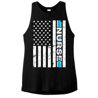 Support Nurses Front Line Flag Ladies PosiCharge Tri-Blend Wicking Tank