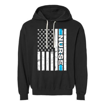 Support Nurses Front Line Flag Garment-Dyed Fleece Hoodie