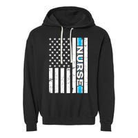 Support Nurses Front Line Flag Garment-Dyed Fleece Hoodie
