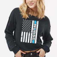Support Nurses Front Line Flag Cropped Pullover Crew