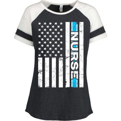 Support Nurses Front Line Flag Enza Ladies Jersey Colorblock Tee