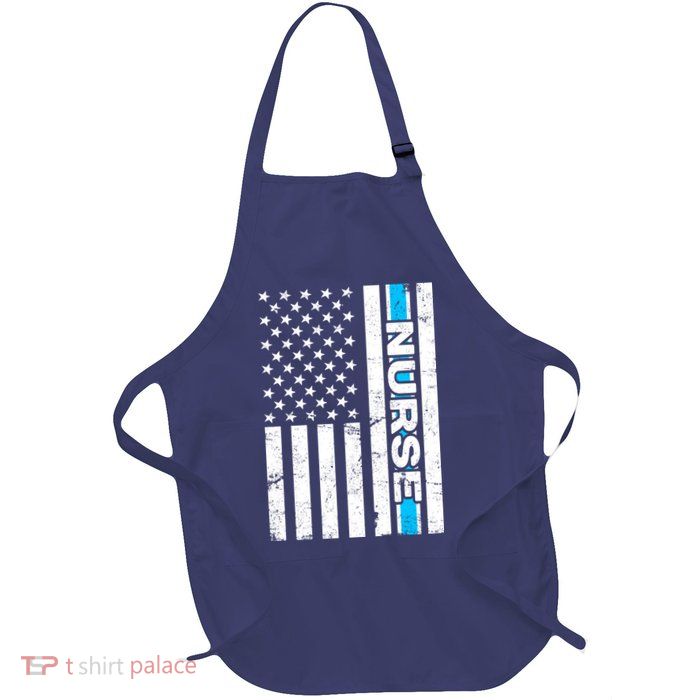 Support Nurses Front Line Flag Full-Length Apron With Pockets