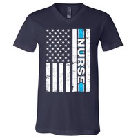 Support Nurses Front Line Flag V-Neck T-Shirt