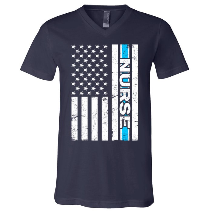 Support Nurses Front Line Flag V-Neck T-Shirt