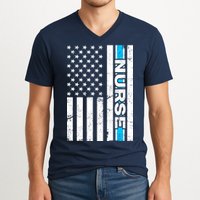 Support Nurses Front Line Flag V-Neck T-Shirt