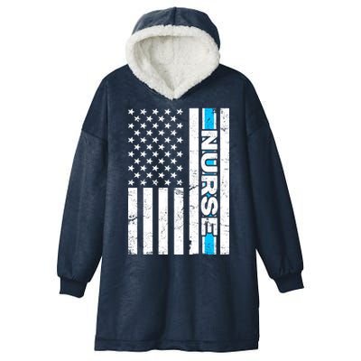 Support Nurses Front Line Flag Hooded Wearable Blanket