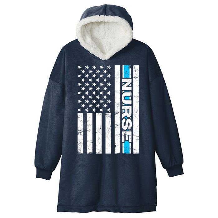 Support Nurses Front Line Flag Hooded Wearable Blanket