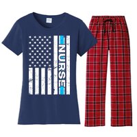 Support Nurses Front Line Flag Women's Flannel Pajama Set