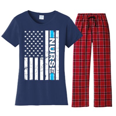 Support Nurses Front Line Flag Women's Flannel Pajama Set