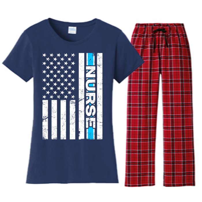 Support Nurses Front Line Flag Women's Flannel Pajama Set