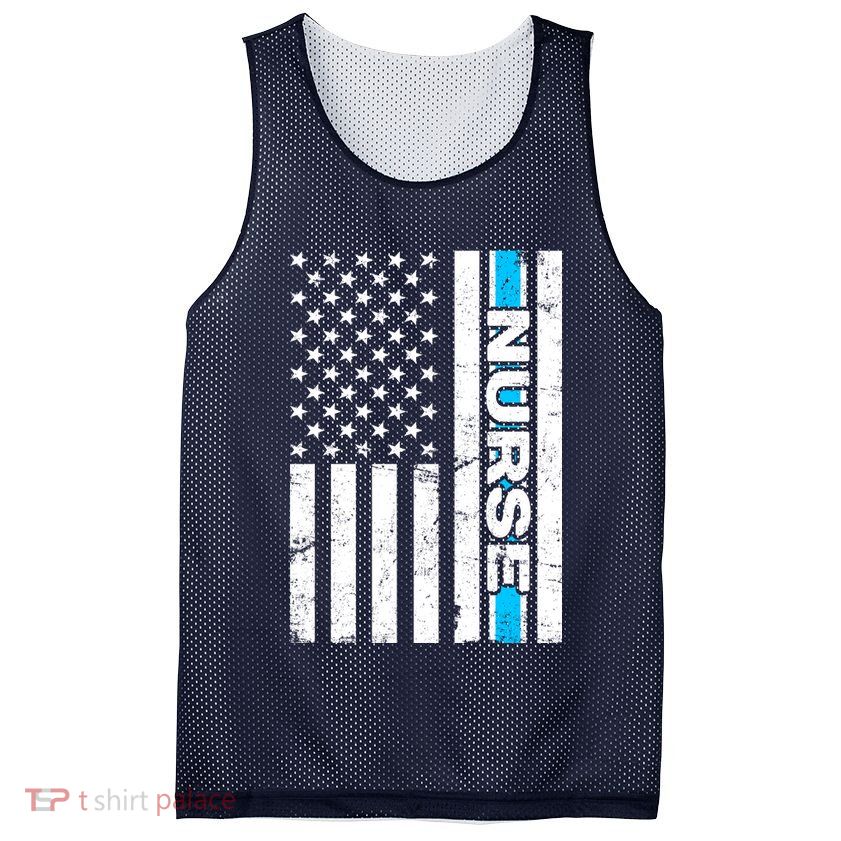 Support Nurses Front Line Flag Mesh Reversible Basketball Jersey Tank