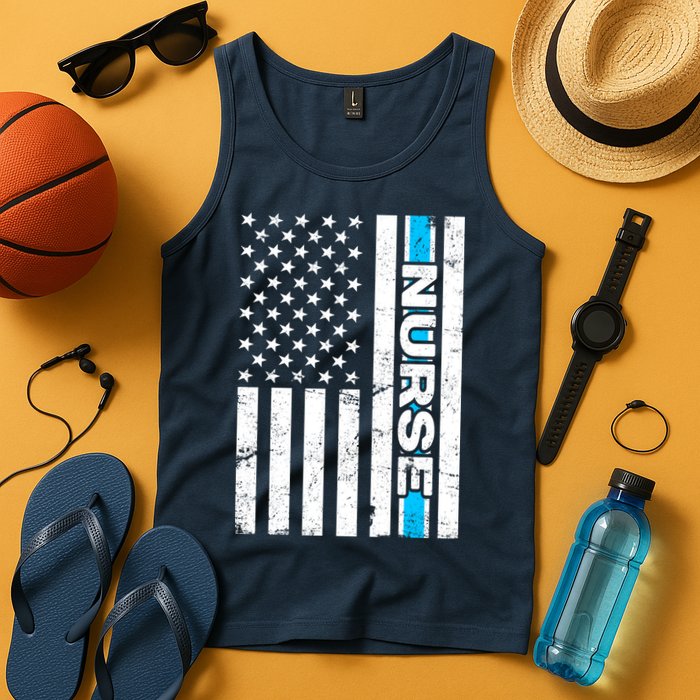 Support Nurses Front Line Flag Tank Top