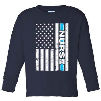 Support Nurses Front Line Flag Toddler Long Sleeve Shirt