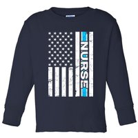 Support Nurses Front Line Flag Toddler Long Sleeve Shirt