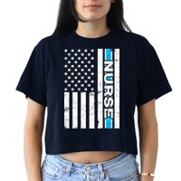 Support Nurses Front Line Flag Crop Top