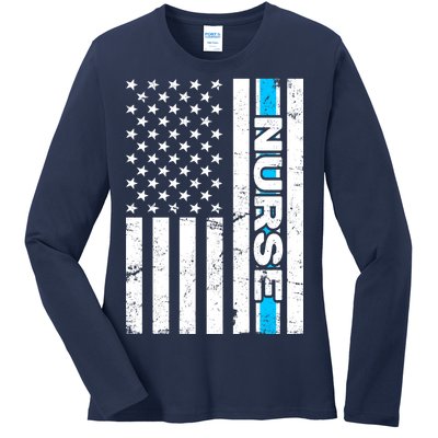 Support Nurses Front Line Flag Ladies Long Sleeve Shirt